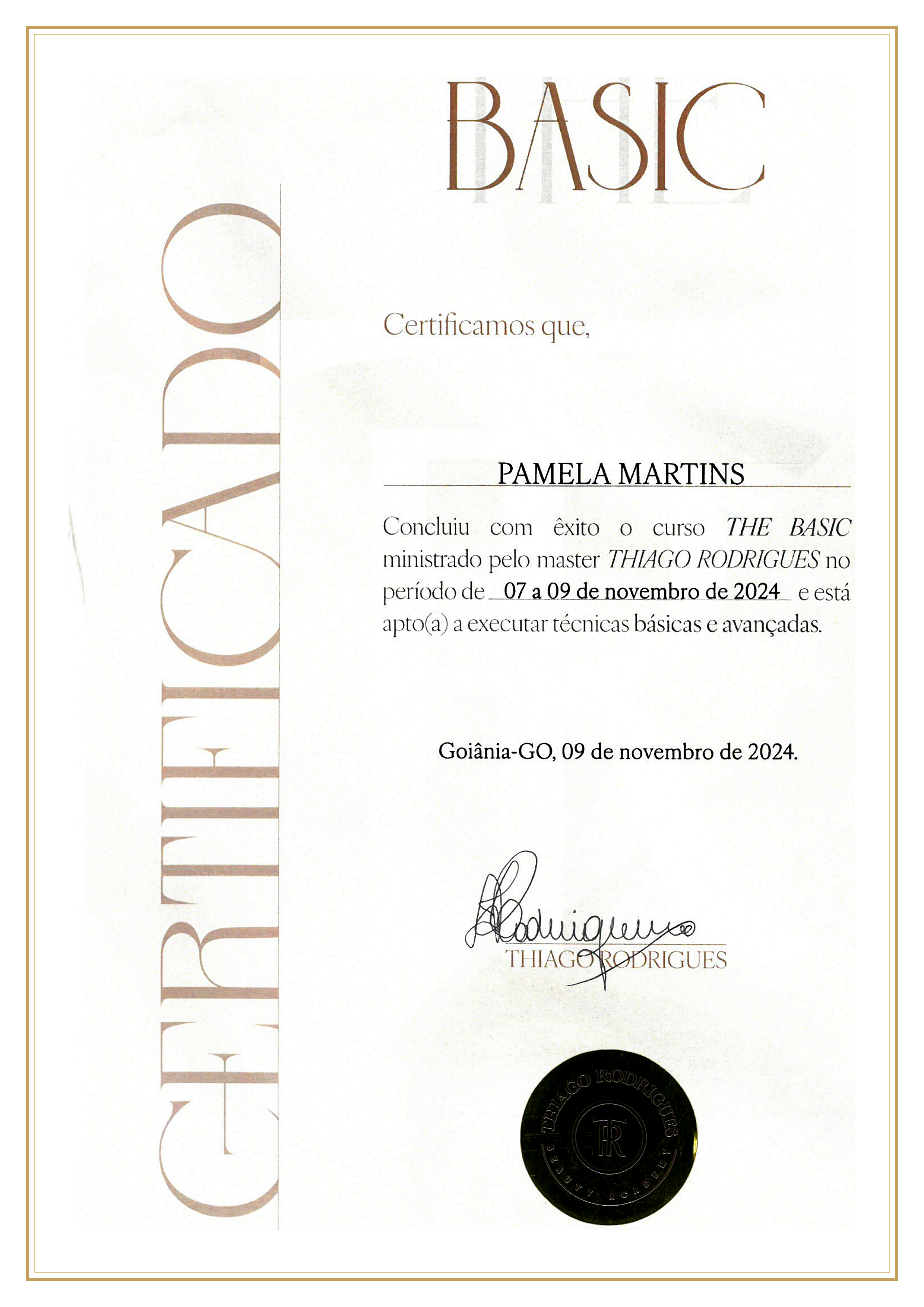 Certificat The Basic Thiago Rodrigues