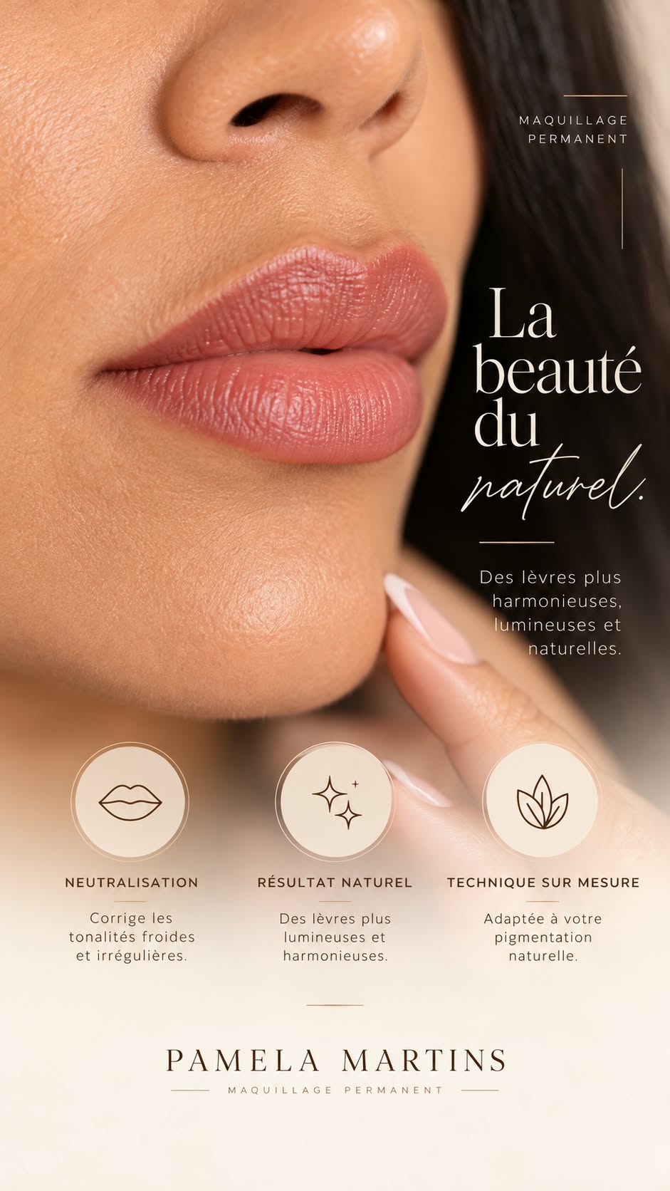 Résultat naturel de maquillage permanent des lèvres